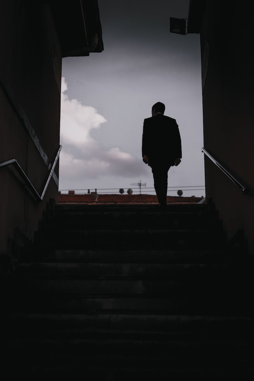 person going up the stairs